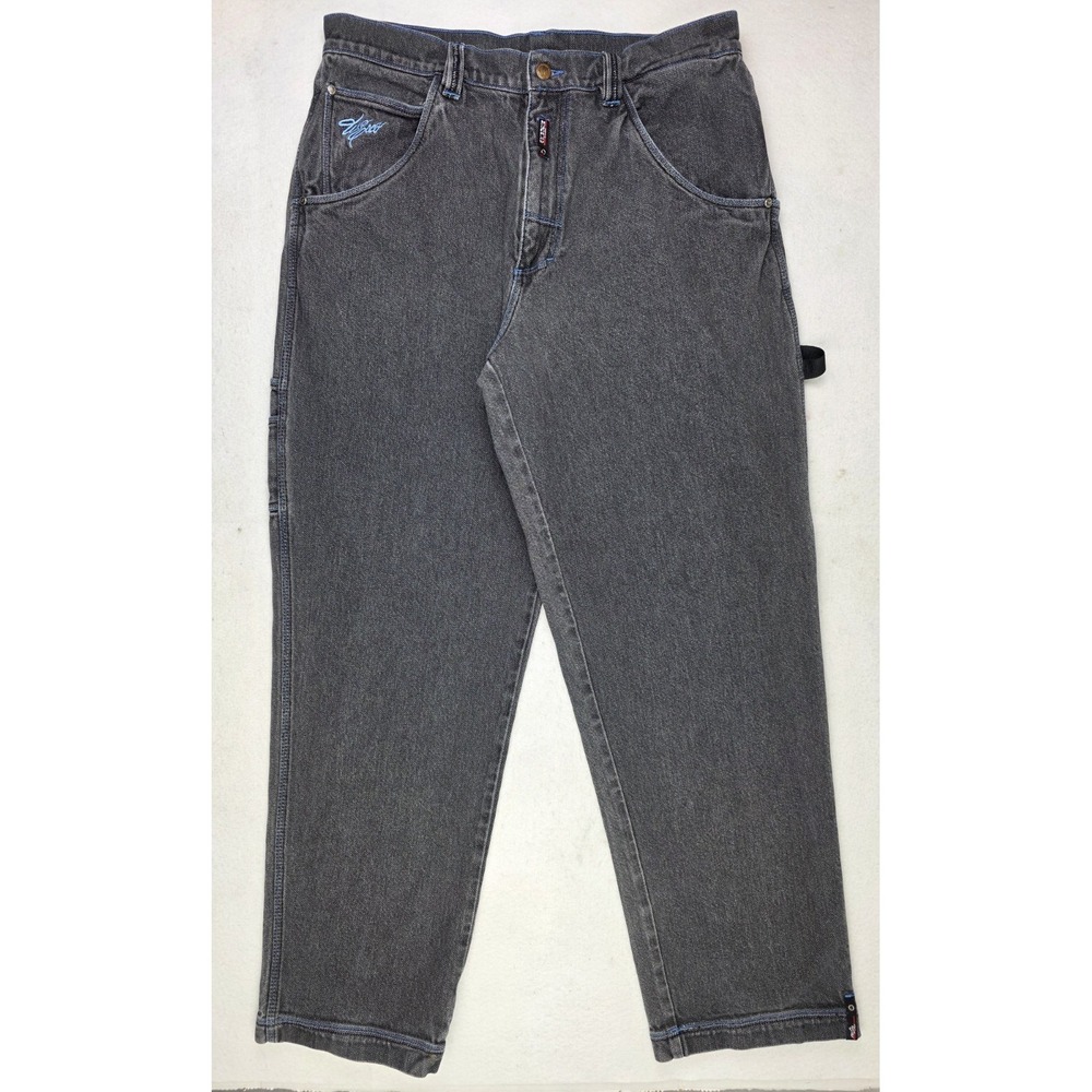 Vintage‎ Esco Willie Jeans Mens 36 Wide Baggy Jeans Denim Black Carpenter Pants - Picture 2 of 12